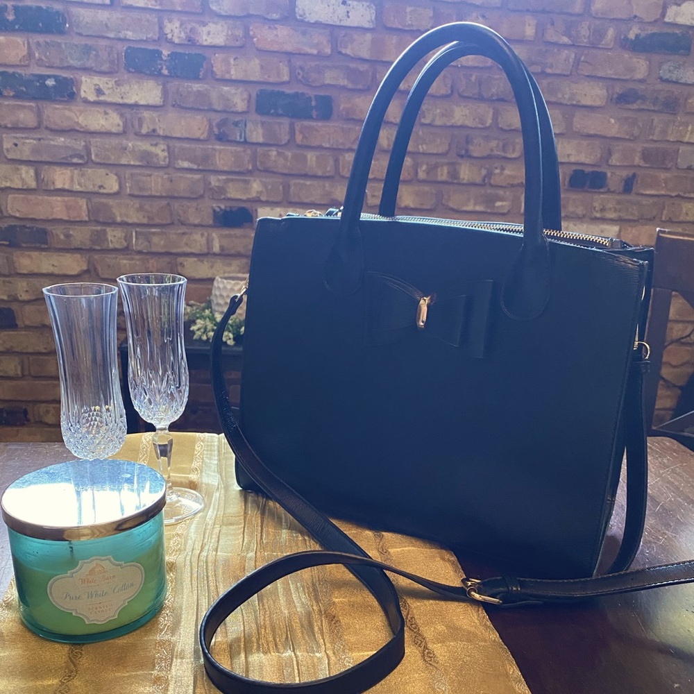 Miztique Black Large Crossbody Bag with Bow